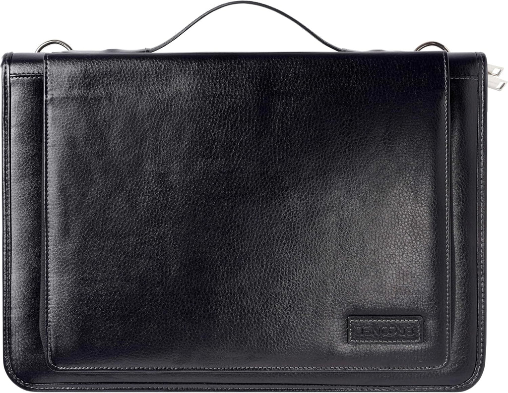 Black Leather Laptop Messenger Case for 15.6" Laptop Q7442