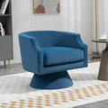 360 Degree Swivel Barrel Chair, Round Accent Sofa Chair with Wide Upholstered, Comfy Velvet Swivel Club Armchair for Living Room, Bedroom, Office (Blue)