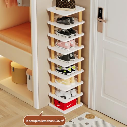 8 Tier Vertical Shoe Rack for Entryway, Narrow Storage Stand W197