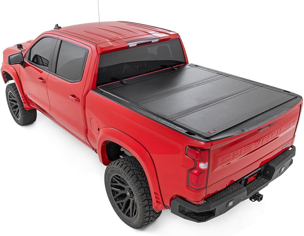 Rough Country Hard Tri Fold Truck Bed Cover for Chevy Silverado 1500 / GMC Sierra 1500 (2019-2024) Y49826