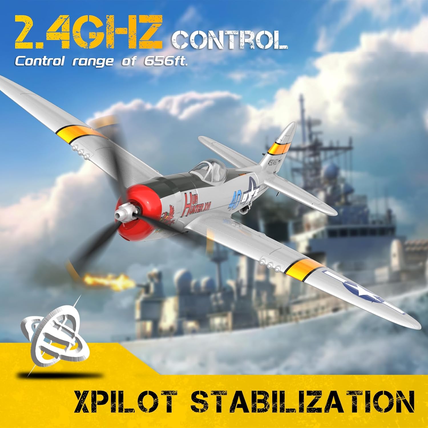 CKYSCHN VOLANTEXRC P-47 4CH RC Airplane RTF with Xpilot for Adults K786568