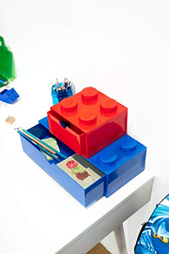 LEGO Stackable Desk Drawer Red with 8 Knobs - Plastic Storage Box Q316