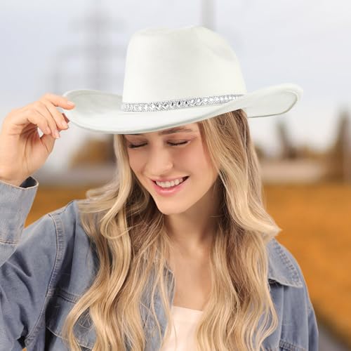 Women's Suede Western Cowgirl Hat with Wide Brim S6037