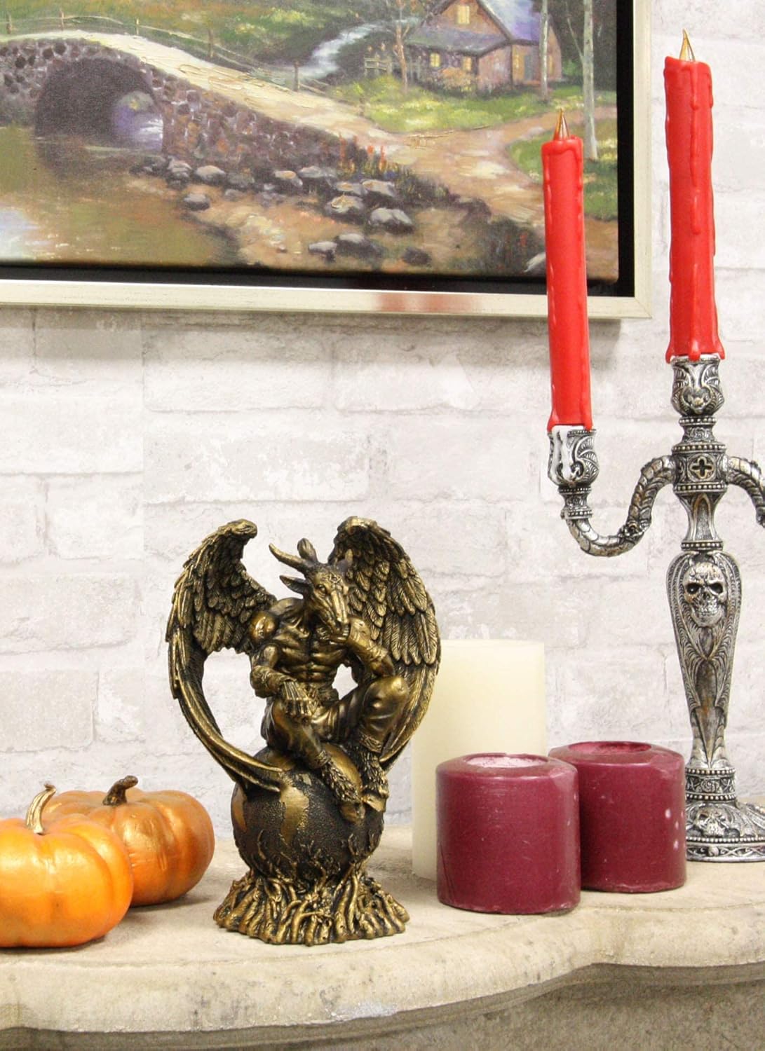 Ebros Gift Sabbatic Goat Baphomet Sitting on Globe Statue 7.75" Tall Q365810
