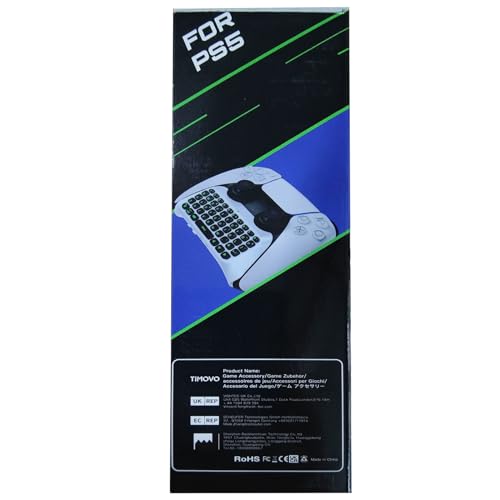 TiMOVO Multi-Color RGB Backlight Keyboard for PS5 Controller, Wireless Bluetooth Chatpad, Black V9833
