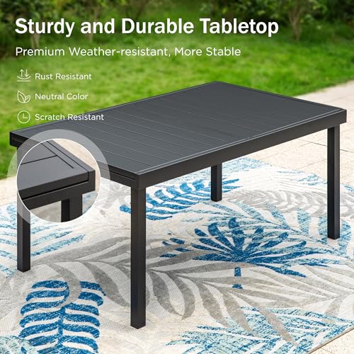 PHI VILLA 9 Piece Outdoor Extendable Dining Set for 8 with Rattan Chairs B58603