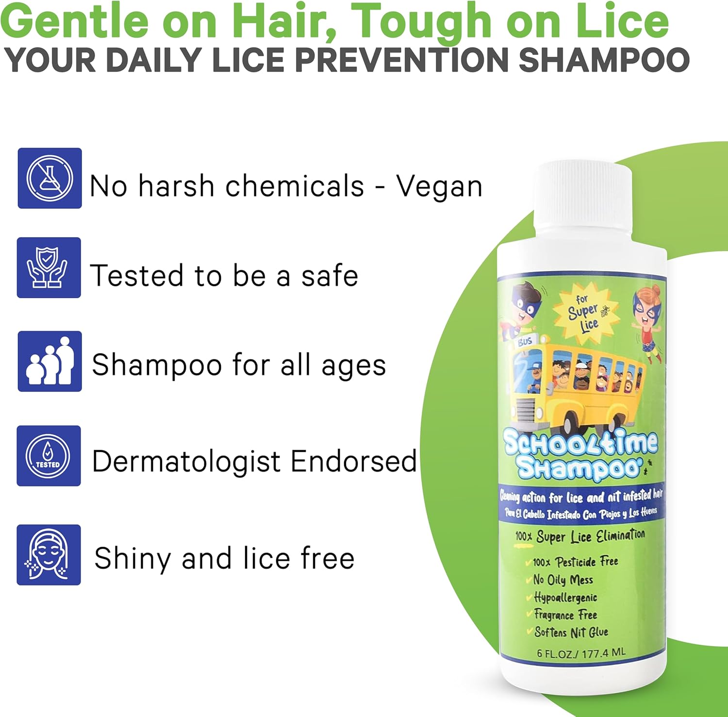 Lice Elimination Kit for Kids by Schooltime with Shampoo, Spray & Comb Z1714