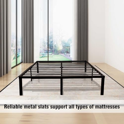Queen Size 14 Inch Heavy Duty Steel Platform Bed Frame, Black U751645