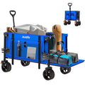 Collapsible Folding Wagon Cart with Tailgate,330LBS Resting Weight Capacity Beach Wagon with All-Terrain Big Wheels,Heavy Duty Foldable Utility Wagon Cart for Groceries,Sports,Shopping,Camping,Blue