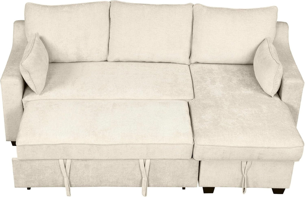 FANYE L-Shape Reversible Sleeper Sectional Couch with Storage and USB Ports R934