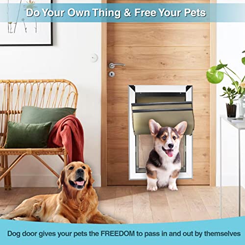 Heavy Duty Aluminum Dog Door for Large Dogs, Insulated & Lockable F482404