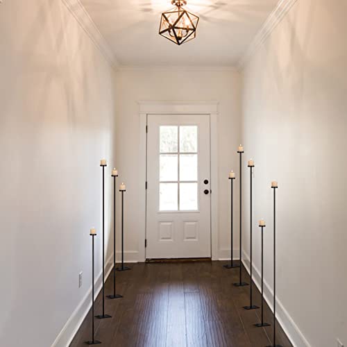 60'' Floor Candelabra Holder for 9 Arm Candlesticks, Black Metal F366