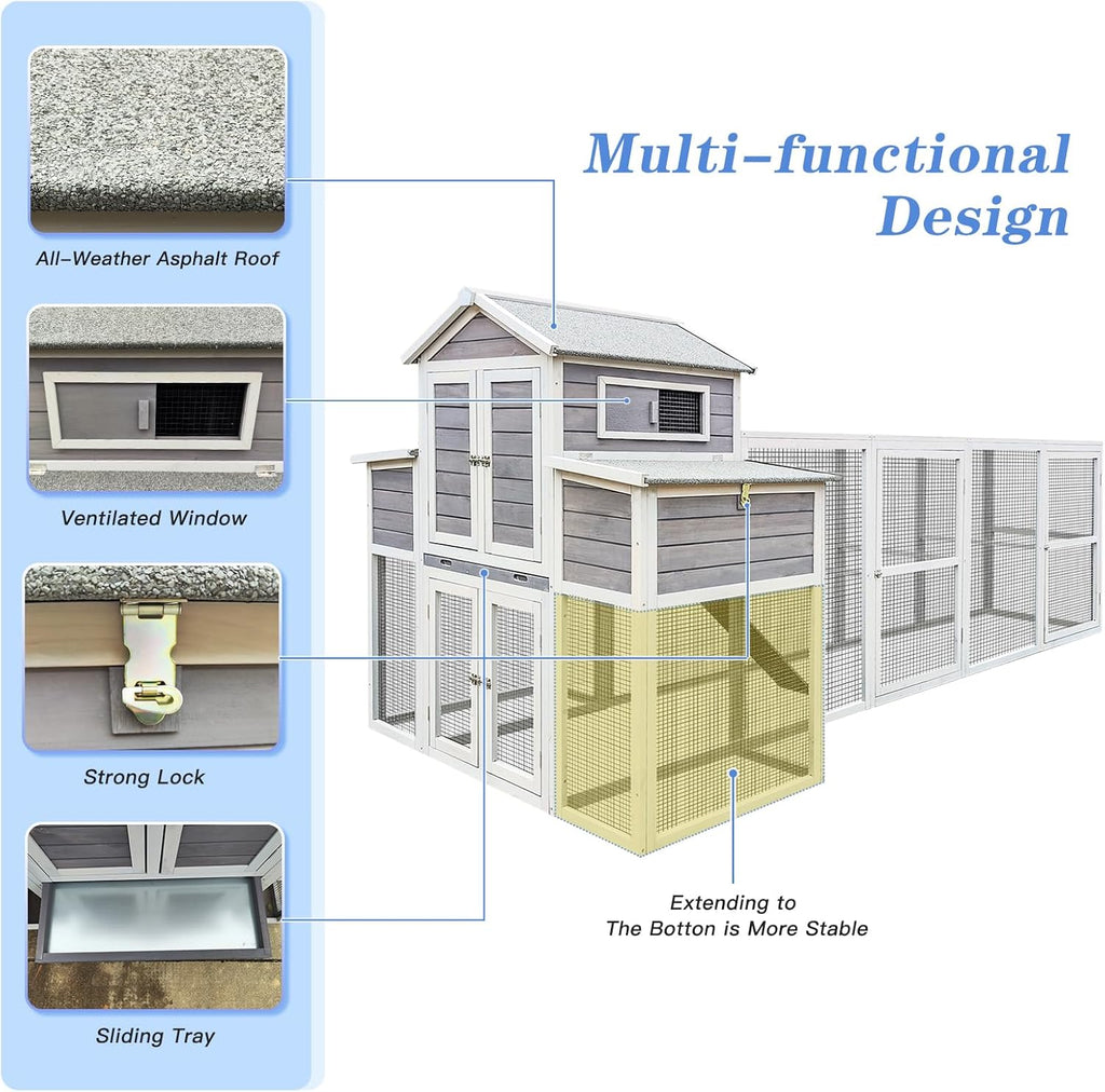 Extra Large Wooden Chicken Coop with Nesting Boxes and Perches S86686