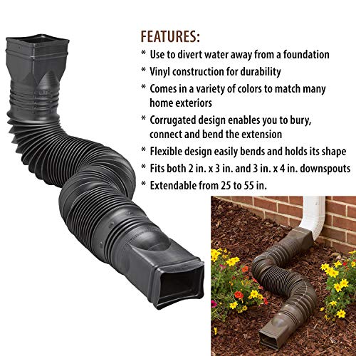 Black Flexible Downspout Extension Gutter Connector, 25-55 inches K121891