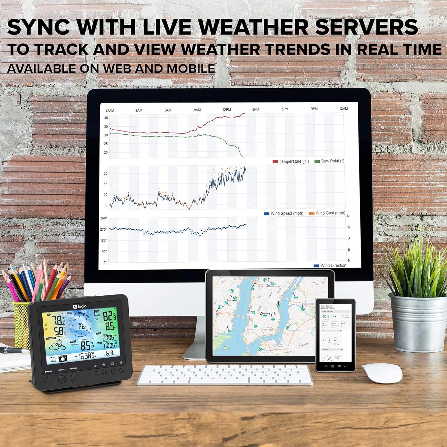 Logia 5-in-1 Wi-Fi Weather Station with Indoor/Outdoor Monitoring N592315