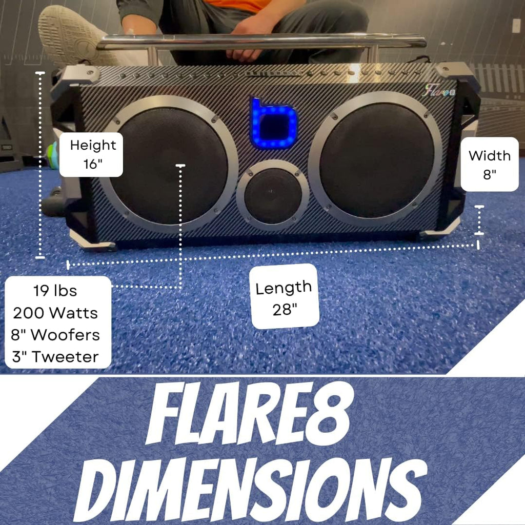 Bumpboxx Flare8 Bluetooth Portable Boombox Speaker with Wireless Microphone A91435