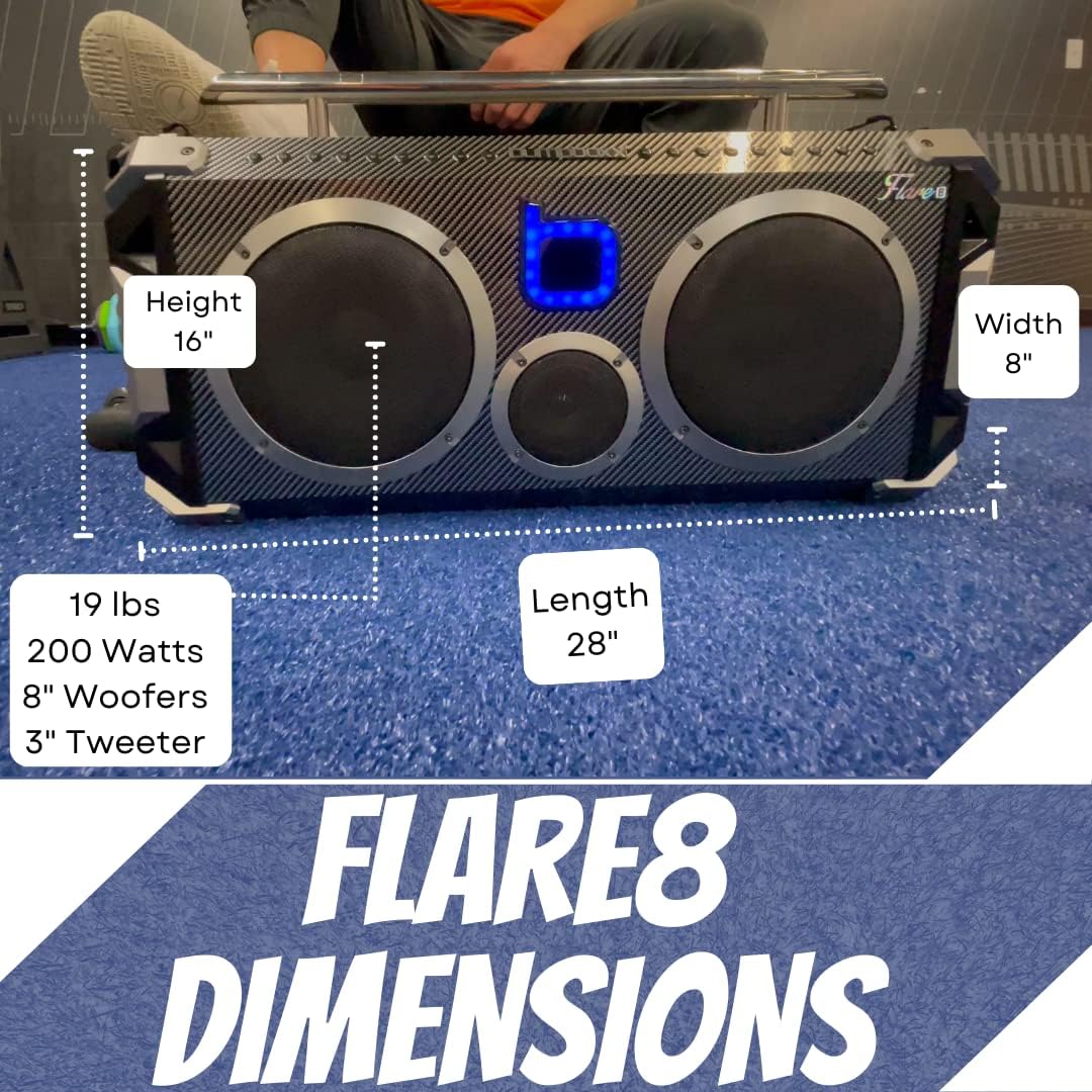 Bumpboxx Flare8 Bluetooth Portable Boombox Speaker with Wireless Microphone A91435