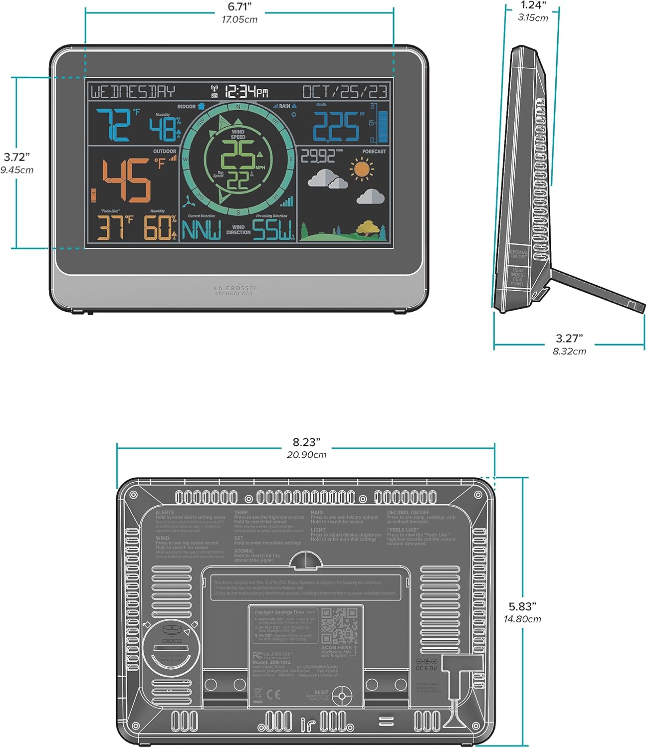 La Crosse Technology 328-1415 Wireless Color Weather Station with Cyclone Sensor R44250