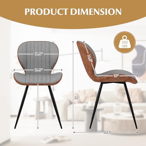 Giantex Upholstered Dining Chairs Set of 2, Modern Accent Chairs with Curved Backrest P370