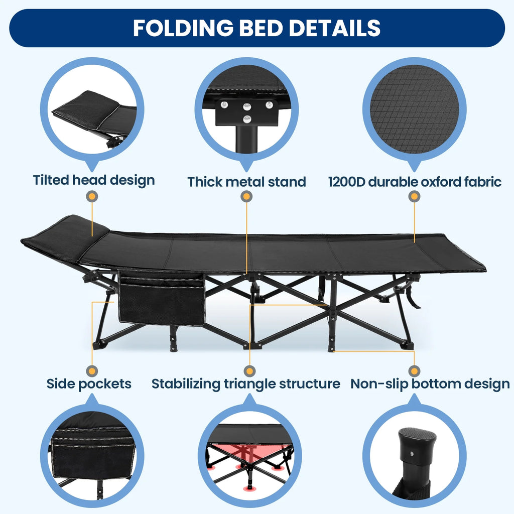 Adnoom Portable Folding Bed for Adults with Removable Mattress and Carry Bag R368