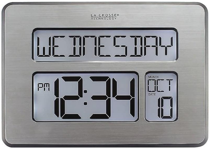 La Crosse Technology Atomic Wall/Table Clock, Metal, 7.5-inch H x 9.75-inch W x 1-inch D (C86279)