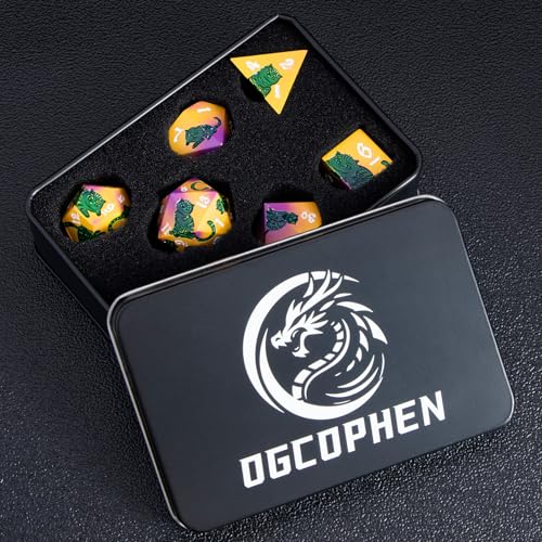 Metal DND Cat Dice 7PCS Polyhedral RPG Dice Set with Gift Case B373640