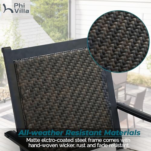 PHI VILLA 9 Piece Outdoor Extendable Dining Set for 8 with Rattan Chairs B58603