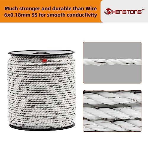 Electric Fence Poly Rope 656ft (200m), 1/4 inch (6mm), for Horses and Large Animals F90364