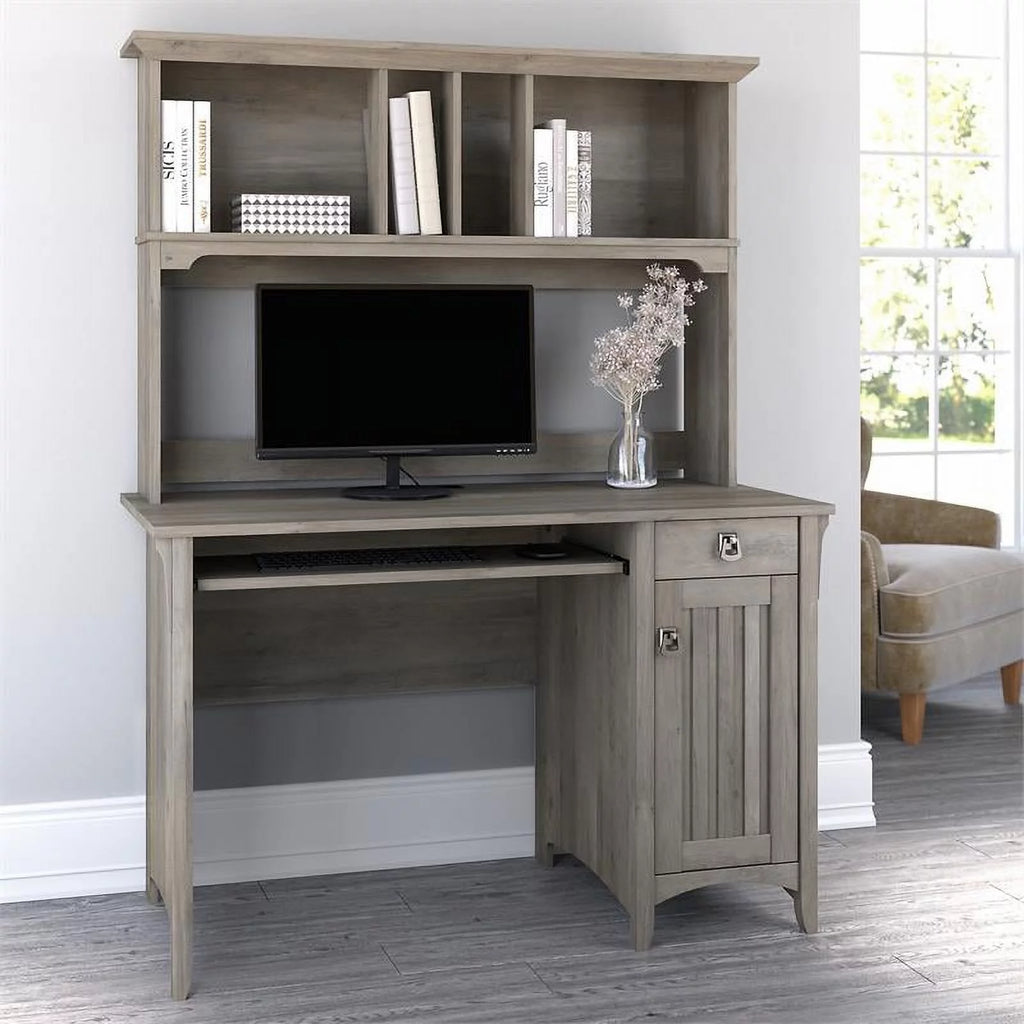 UrbanPro Farmhouse Small Computer Desk with Hutch, Driftwood Gray H8708
