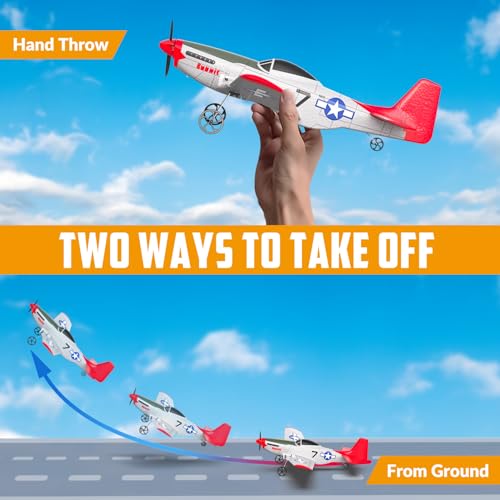 VOLANTEXRC RC Plane P51D Mustang RTF, 2.4Ghz 2CH Remote Control Airplane with Gyro Stabilization T471