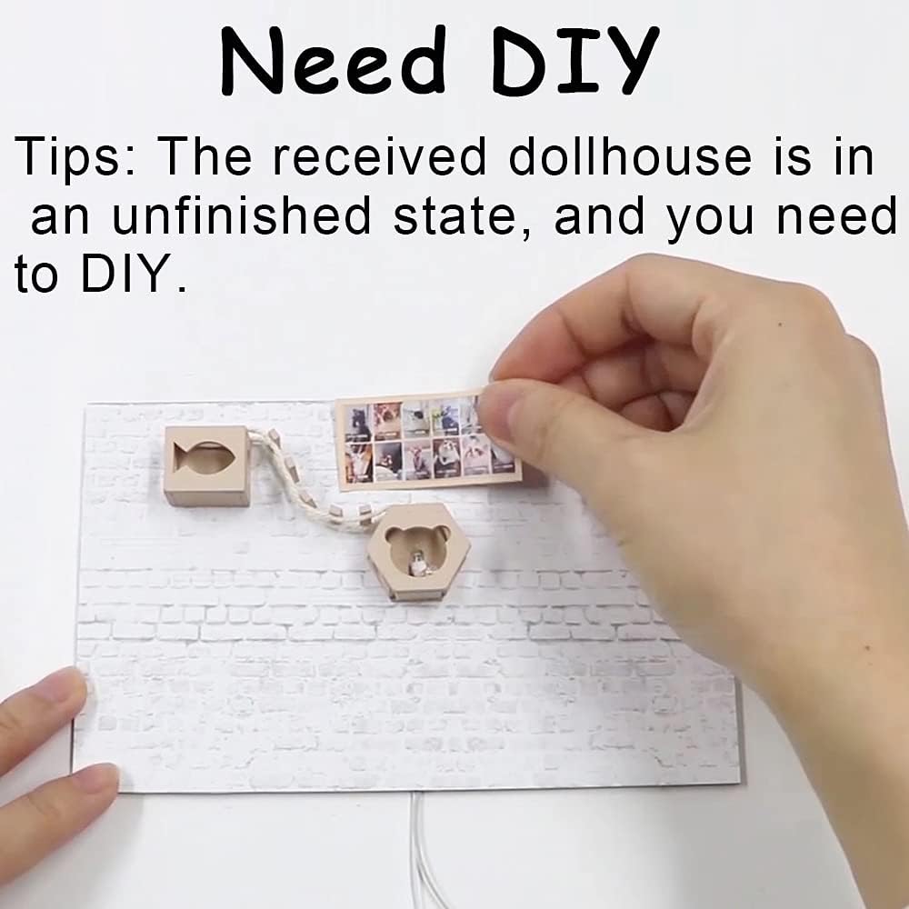 CUTEBEE DIY Wooden Dollhouse Kit with Furniture, Cat Coffee Garden M639761