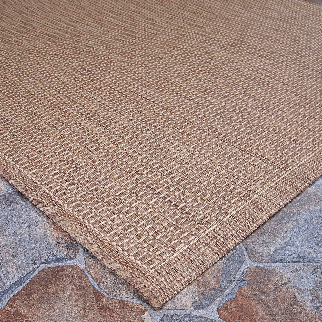 Couristan Recife Saddle Stitch Indoor/Outdoor Area Rug, 7'6", Cocoa Brown-Natural I1448