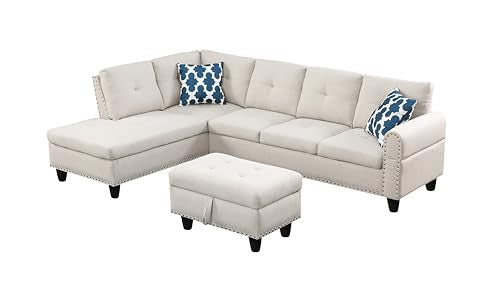 3 Piece Upholstered Sectional Sofa Bed with USB Port and Storage Chaise, Blue Y1047