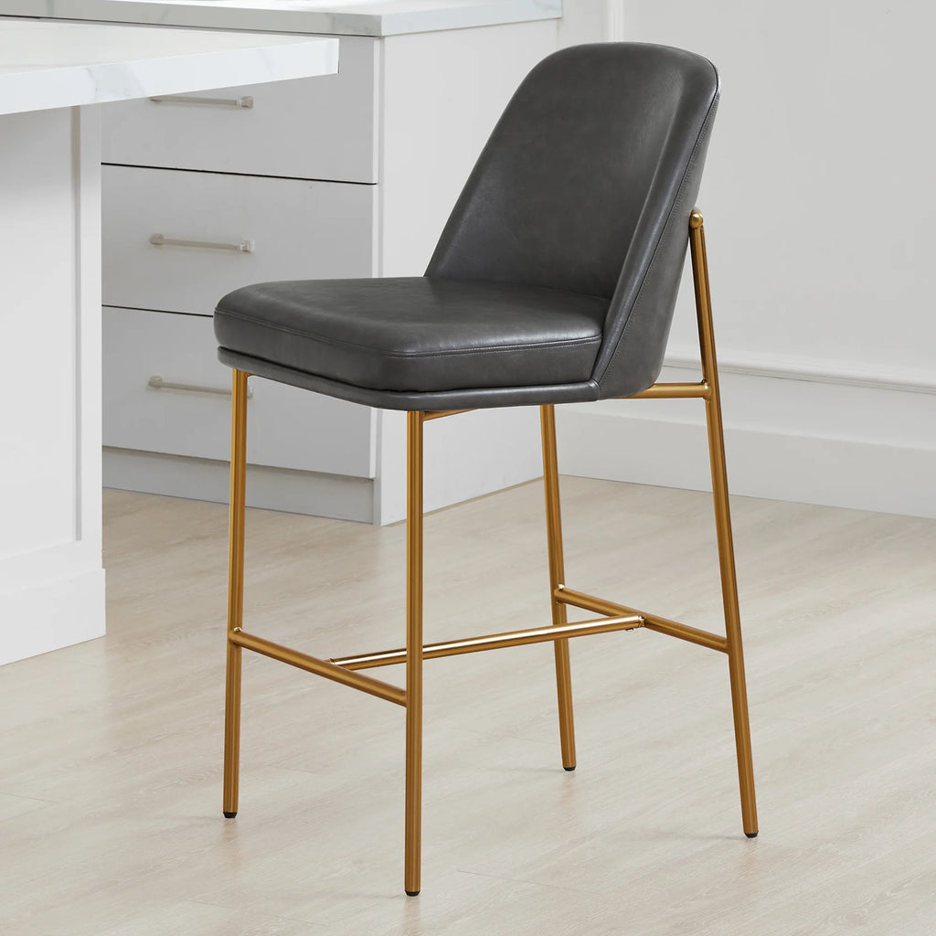 CHITA Modern Counter Height Bar Stool Set of 2, 27 inch, Faux Leather Y647