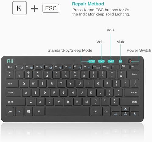 Rii RKM709 2.4GHz Ultra-Slim Wireless Keyboard and Mouse Combo, Black E479733
