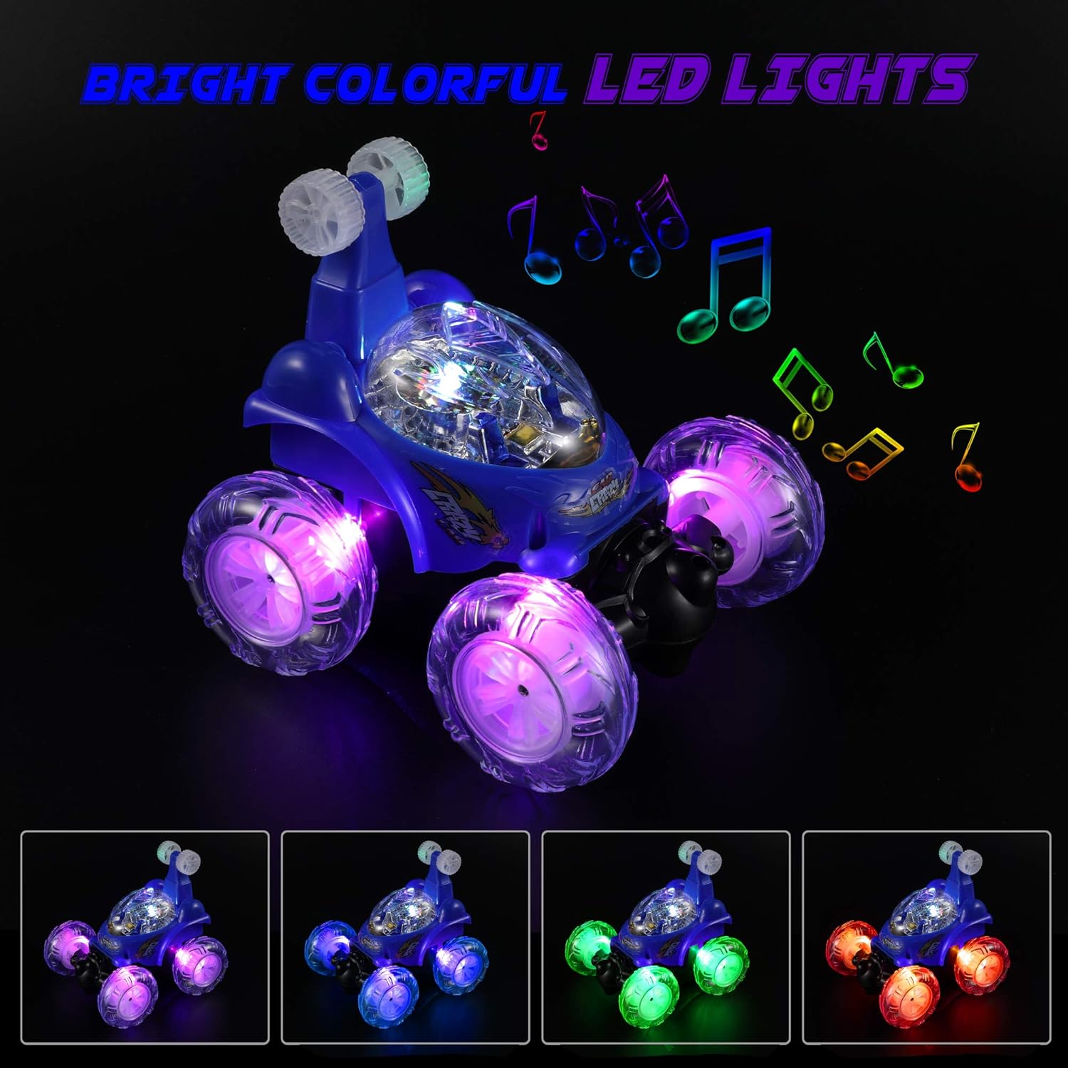 UTTORA Remote Control Car for Kids, 2.4GHz 2 in 1 RC Stunt Car with LED Headlights N8309