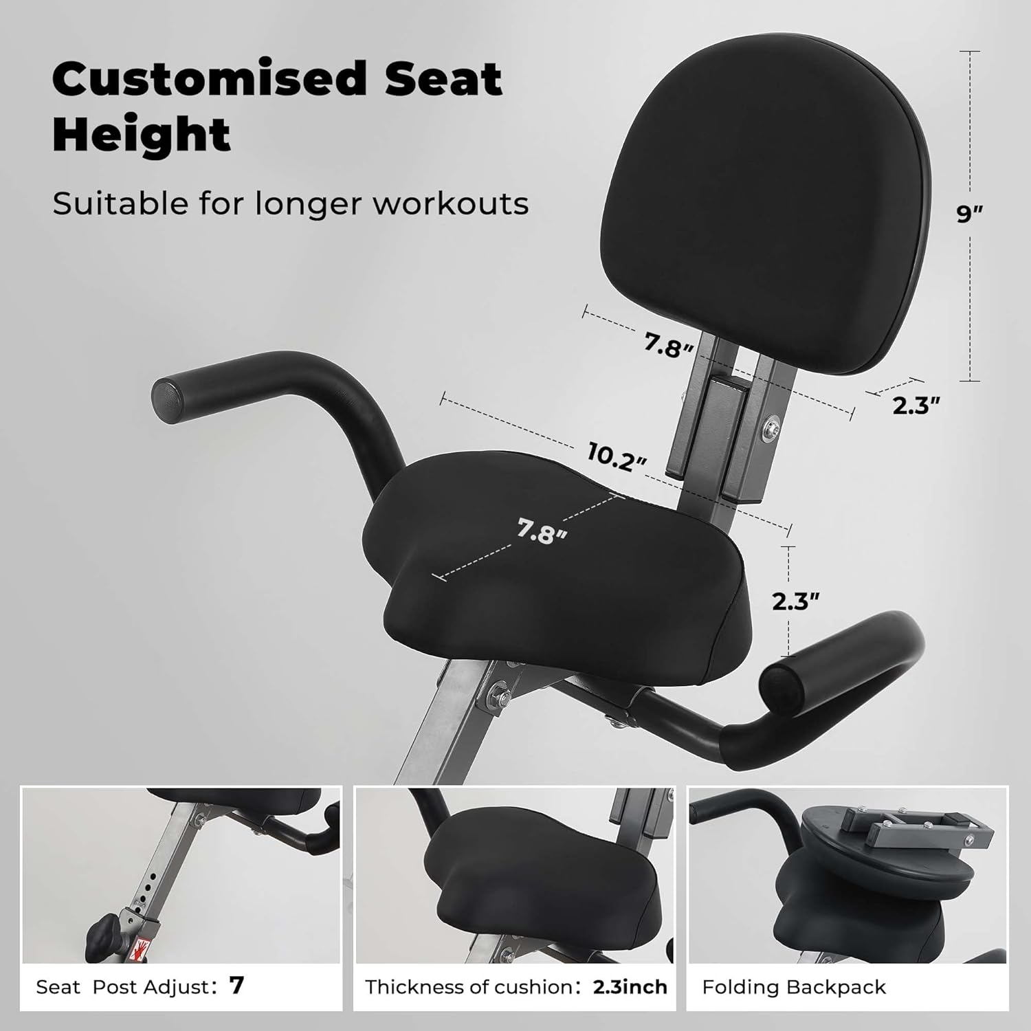 Folding Exercise Bike with Arm Resistance Bands and Pulse Sensor LCD Monitor J107067