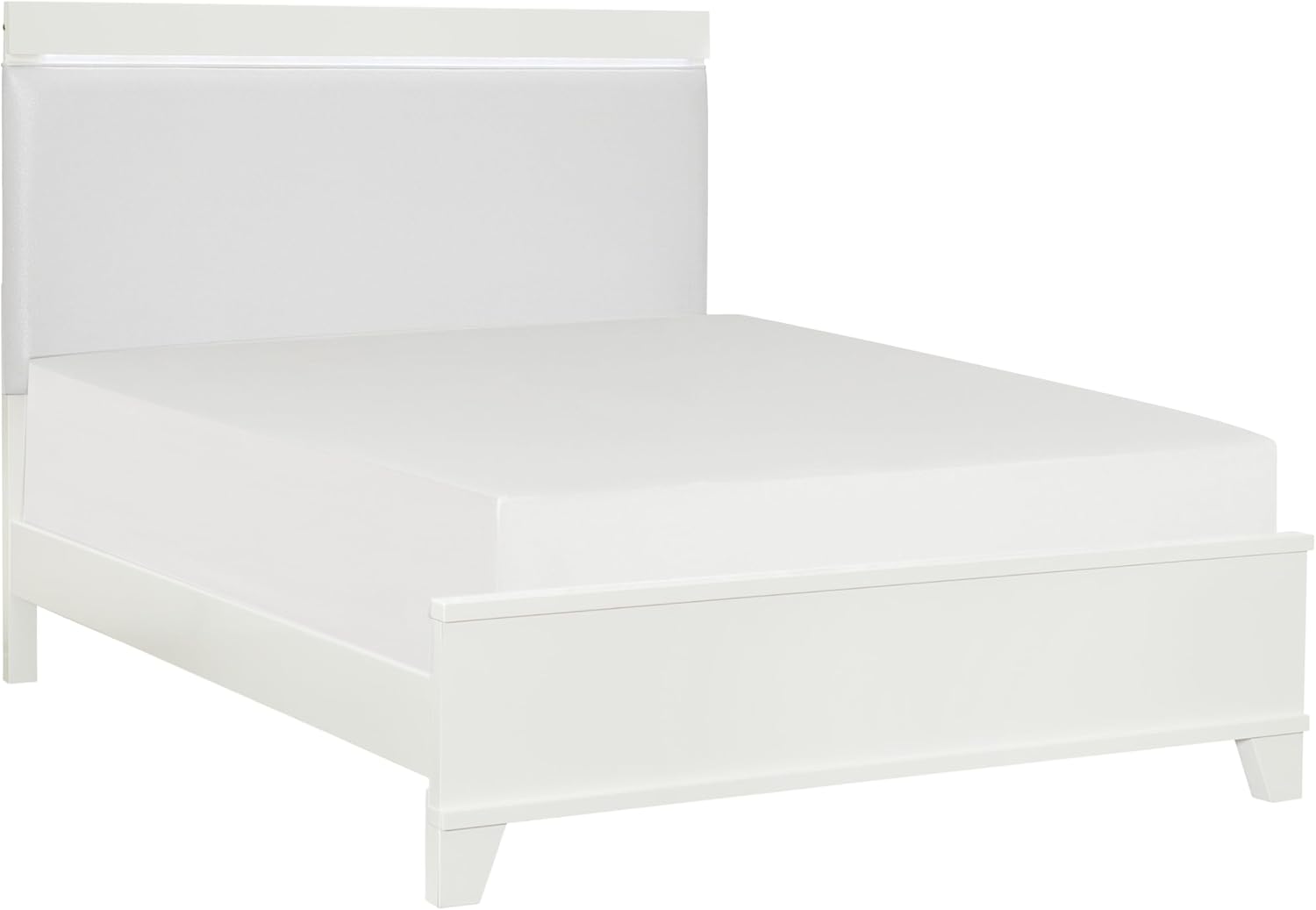 Faux Leather Upholstered Full Bed with Light Headboard White High Gloss O754479