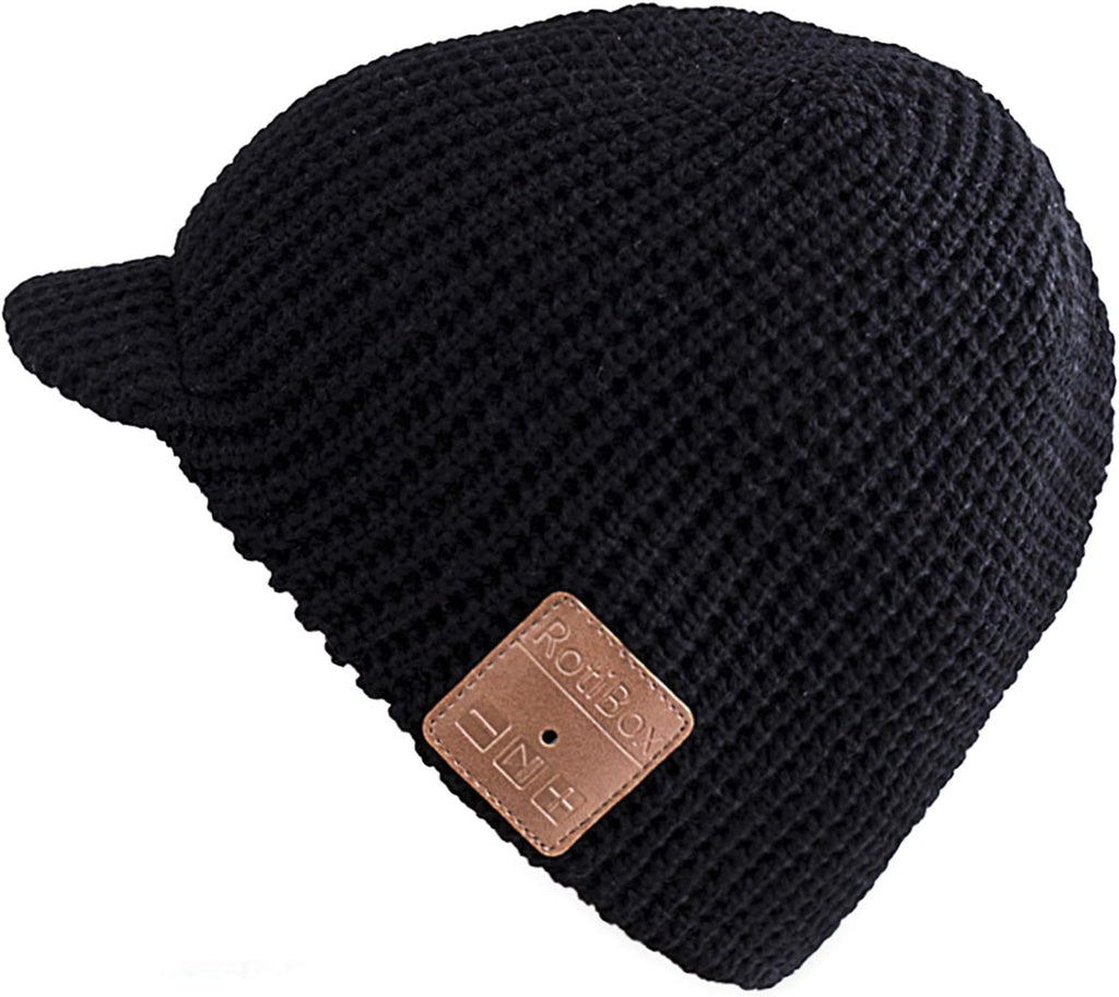 Rotibox Winter Outdoor Sport Trendy Bluetooth Beanie Hat Cap with Wireless Stereo Headphone Headset Speaker Mic Hands Free Compatible with iPhone Samsung Android Cell Phones, Black