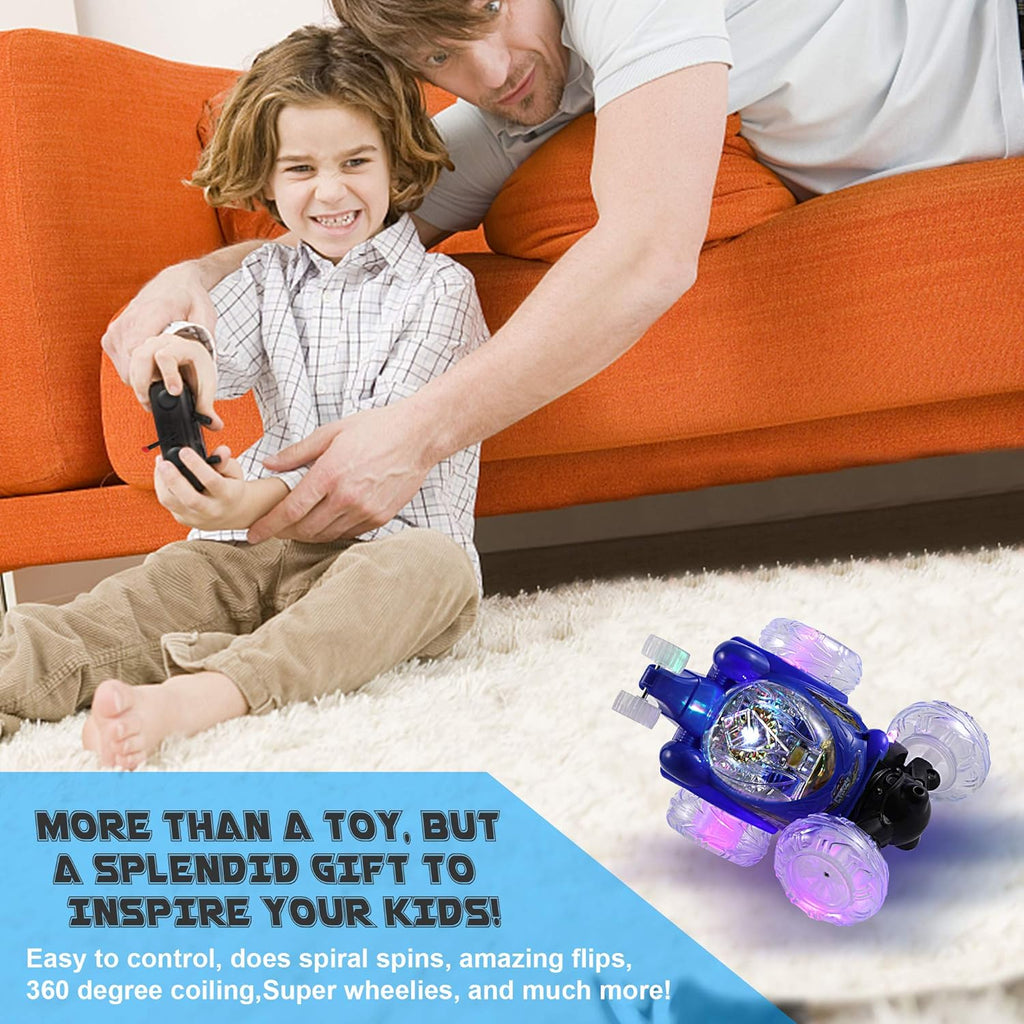 UTTORA Remote Control Car for Kids, 2.4GHz 2 in 1 RC Stunt Car with LED Headlights N8309