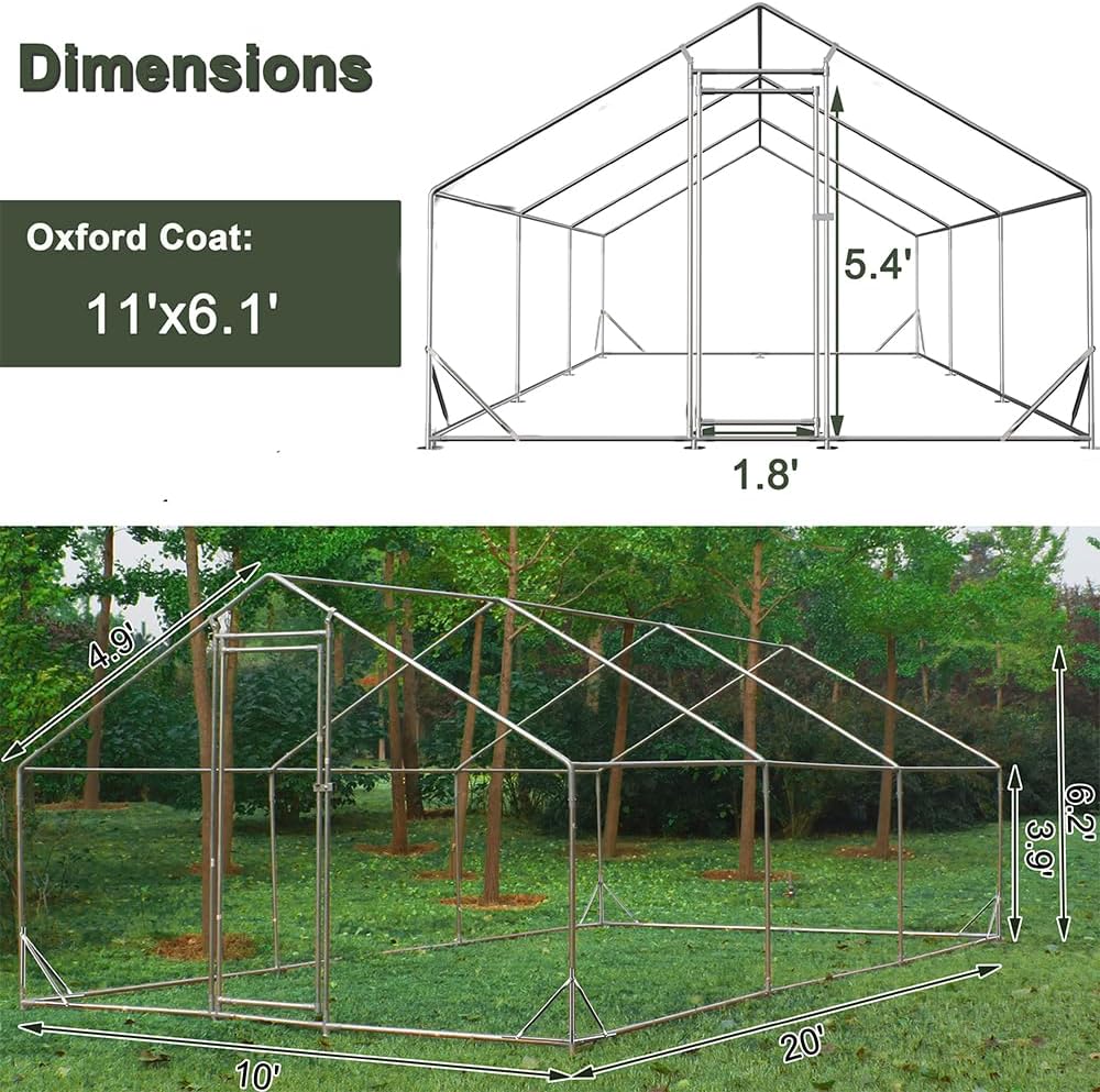 Large Metal Chicken Coop Walk-in Poultry Cage with Waterproof Cover E816