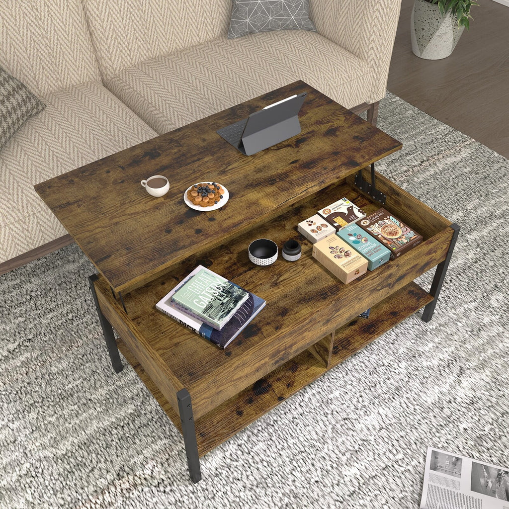 LivEditor Lift Top Coffee Table with Hidden Storage Brown P193636