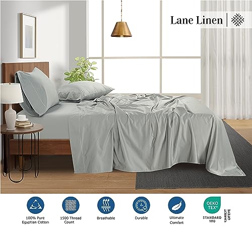 Lane Line 100% Egyptian Cotton Queen Sheet Set - 1500 TC, 4 PCs, White L818