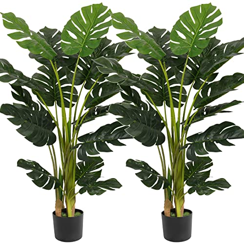 VIAGDO Artificial [Monstera] Deliciosa [Plant] 4ft Tall 15 Decorative Split Leaves, Faux Swiss Cheese [Plant] Fake Tropical [Monstera] Palm Tree for Home Office Room Store Garden Floor Decor