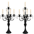 2Pcs 20" Crystal Candelabra Candle Holders for Wedding Centerpiece Decor (Black) O837
