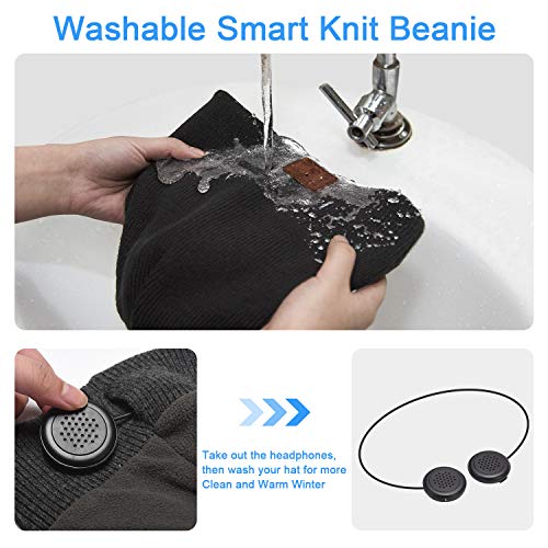 MUSICBEE Bluetooth V5.2 Wireless Knit Winter Cap with Microphone and HD Stereo Speakers K467681