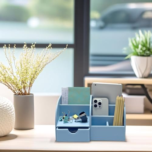 UnionBasic Desk Organizer Leather Pen Holder Storage Box, Black C712