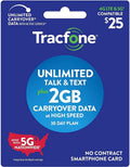 TracFone $25 Unlimited Talk, Text, 2GB Data - 30 Day Smartphone Plan