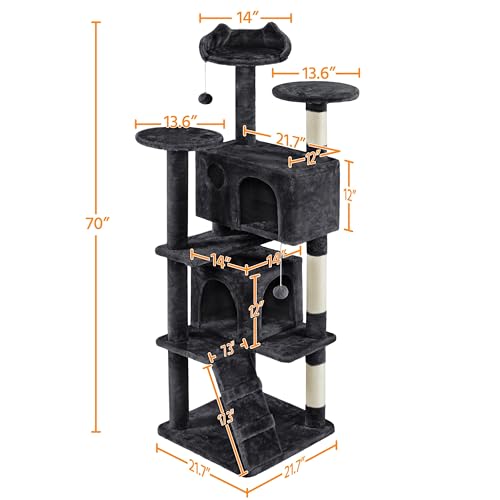 Yaheetech 54in Cat Tree Tower Condo Furniture with Scratch Post Y196