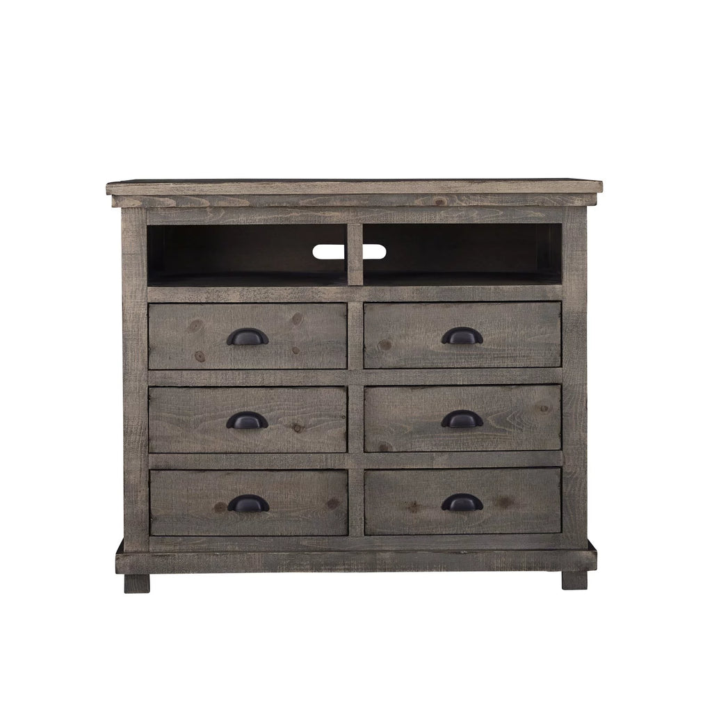 Progressive Furniture Willow 6 Drawer Media Chest in Distressed Pine G1128